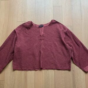 Urban Outfitters Burgundy Cropped Knit Sweatshirt